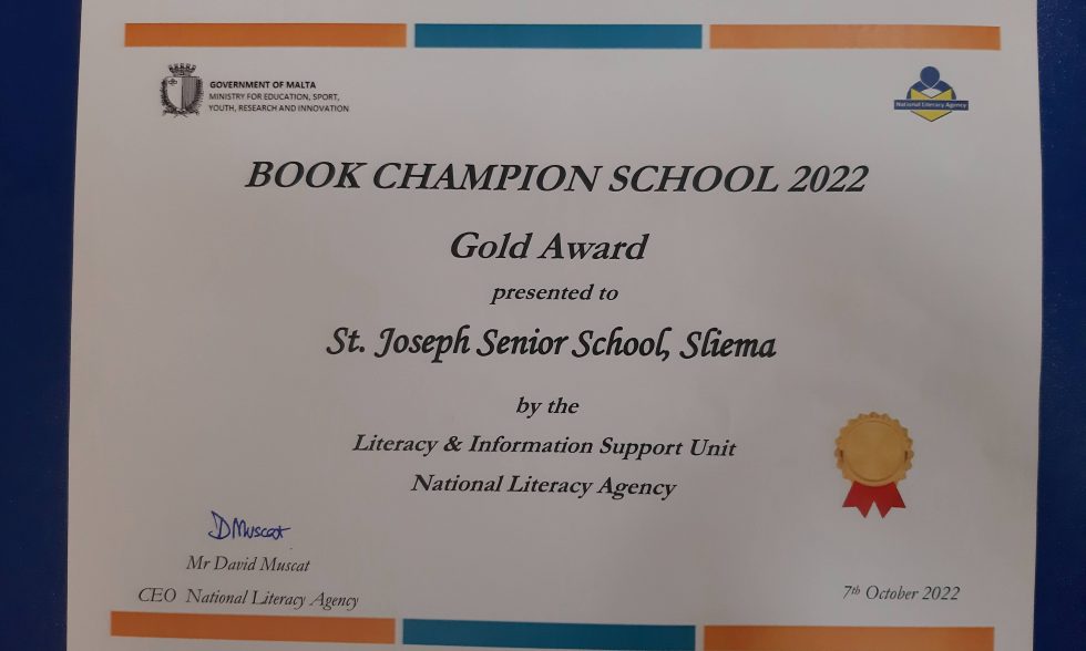 Gold Award Winners in Book Champions National School Awards